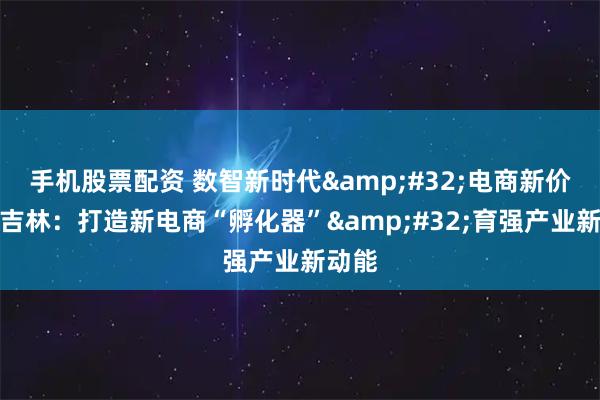手机股票配资 数智新时代 电商新价值｜吉林：打造新电商“孵化器” 育强产业新动能